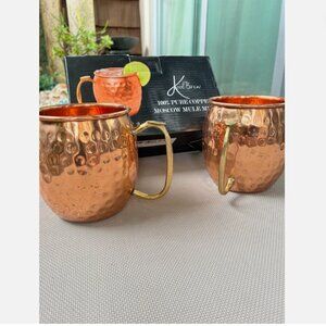 100% Pure Copper Moscow Mule Mugs, SET OF 2 ,16 OZ EACH